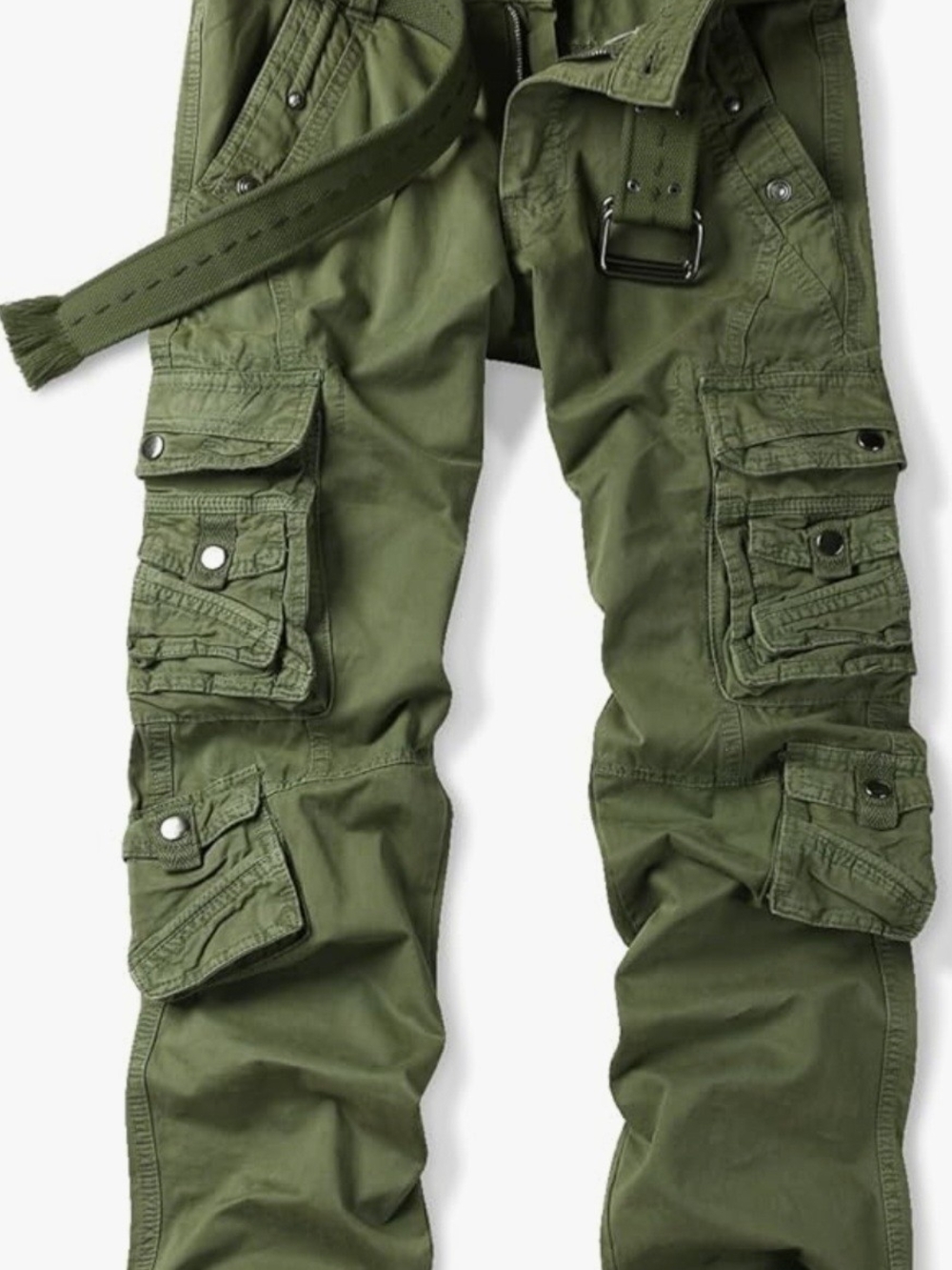 Ochenta Olive Green Cargo Work Pants with Multiple Pockets Size 28 Men (No Belt)